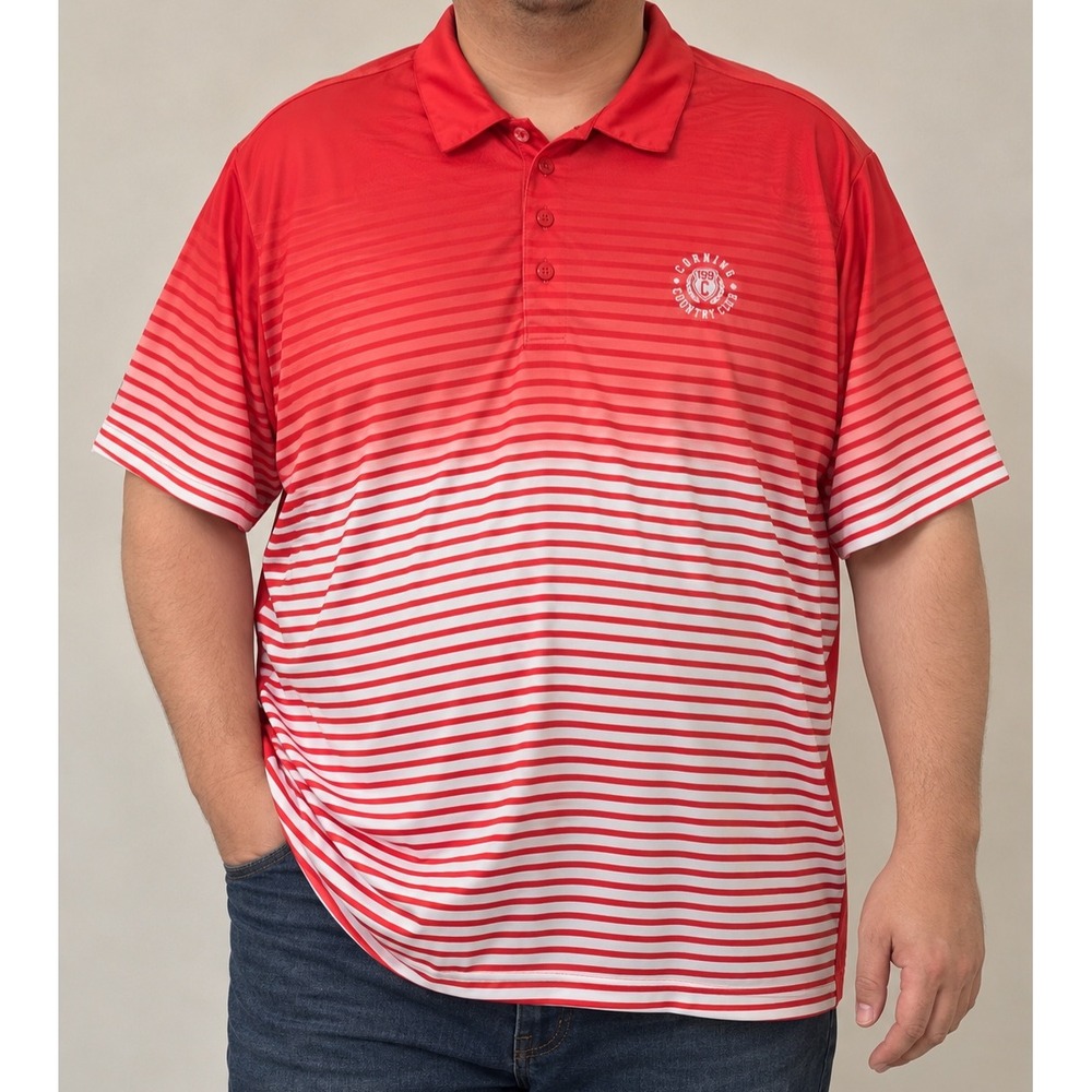 Antigua Mens Red White Gradient Stripe Corning Country Club Golf Polo Shirt L